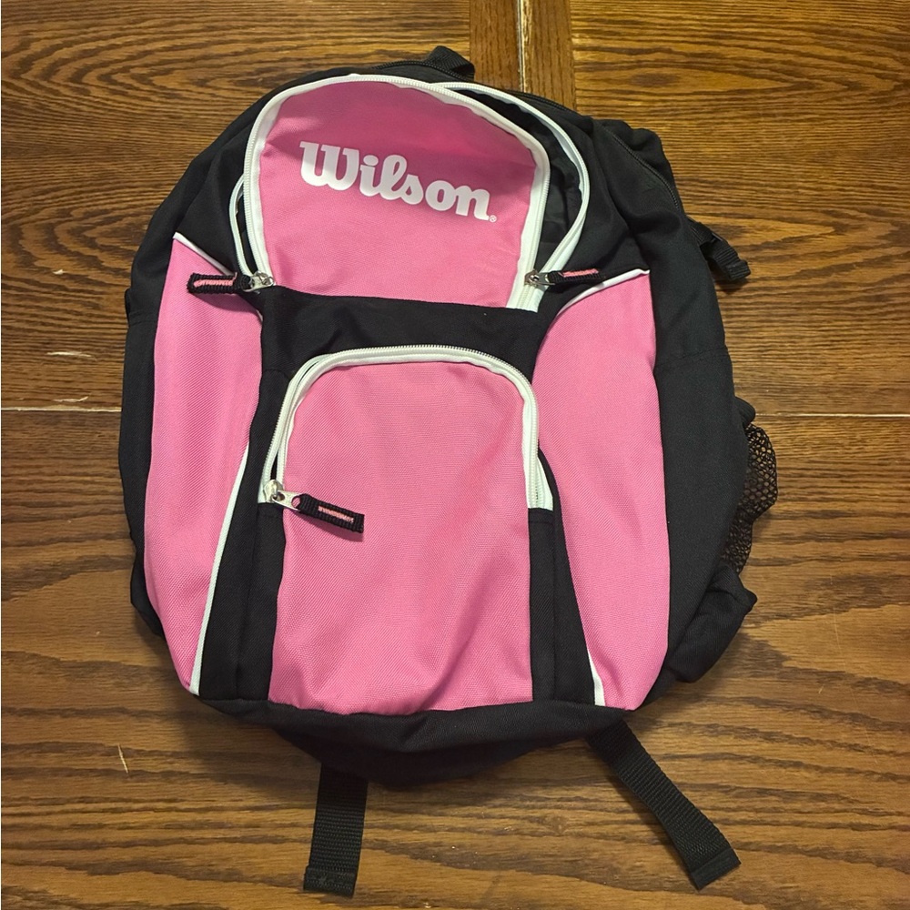 Wilson Women’s Tennis Backpack Bag School Pink Black Zipper Adjustable College